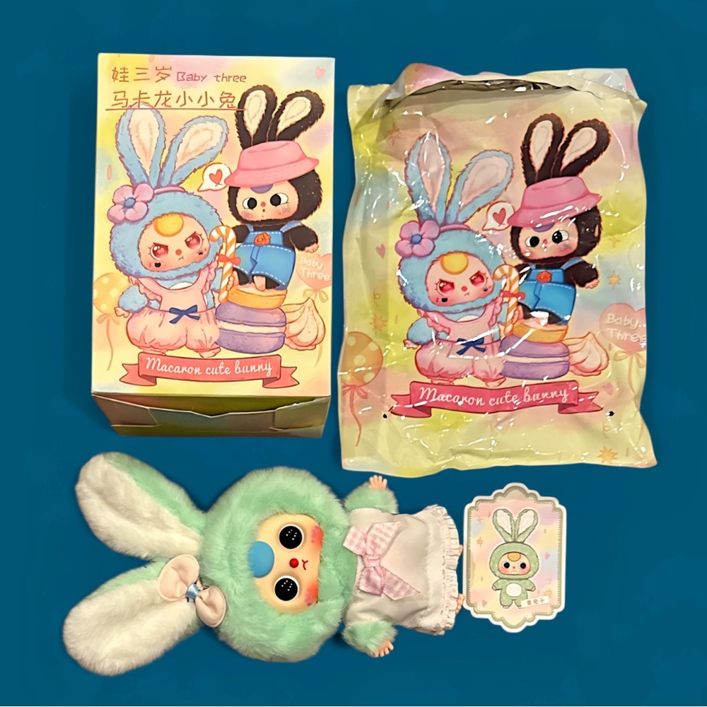 Baby Three Macaron Rabbit Stuffed Pendant - Picture 11 of 16